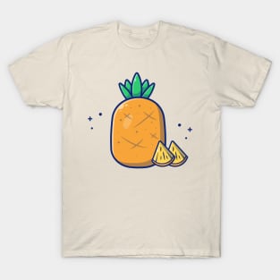 Pineapple And Slices Of Pineapple Cartoon T-Shirt